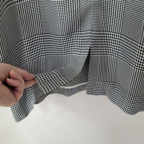 Lewit Posy Rosa Dress Womens 4 Green/White Houndstooth V-Neck Slit Front - Picture 4 of 14